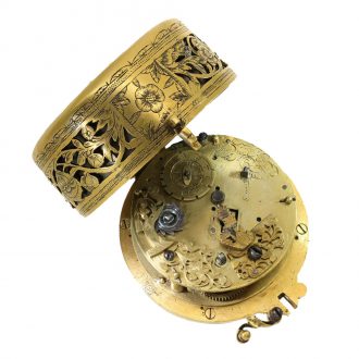 German important gilded brass coach watch with self strike Circa 1670