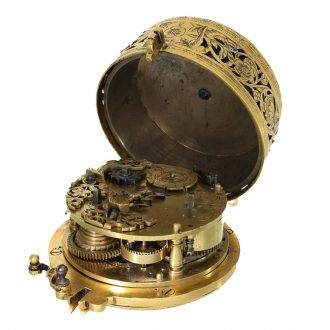 German important gilded brass coach watch with self strike Circa 1670