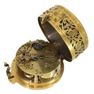 German important gilded brass coach watch with self strike Circa 1670