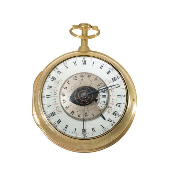English gilt astronomical pocket watch with tide indicator Circa 1790