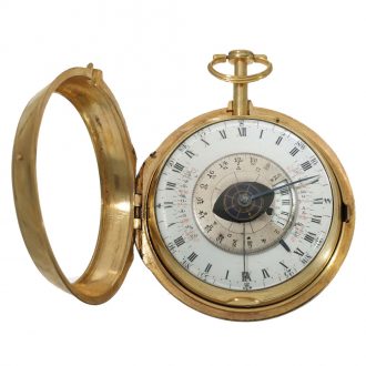 English gilt astronomical pocket watch with tide indicator Circa 1790