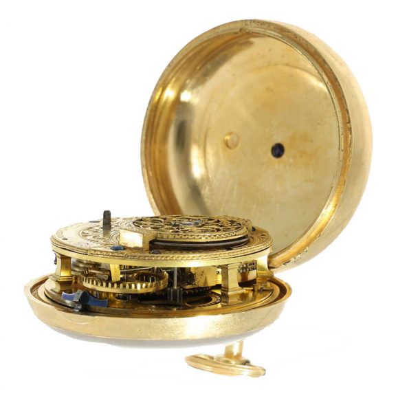 English gilt astronomical pocket watch with tide indicator Circa 1790 English gilt astronomical pocket watch with tide indicator Circa 1790