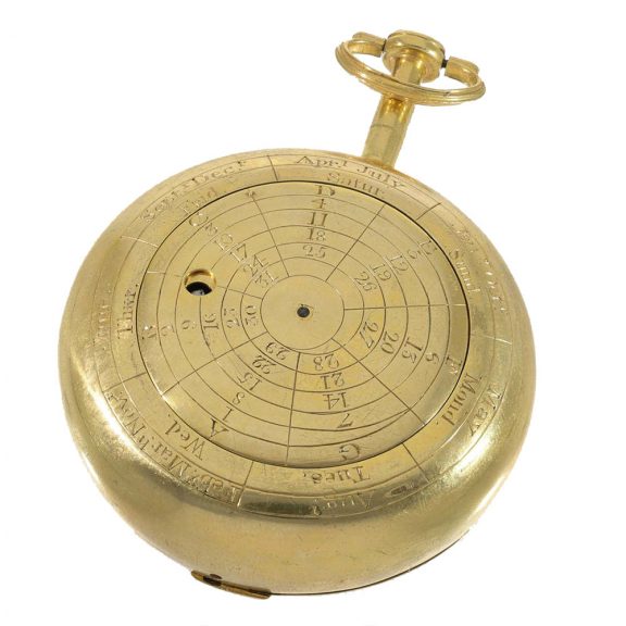 English gilt astronomical pocket watch with tide indicator Circa 1790 English gilt astronomical pocket watch with tide indicator Circa 1790