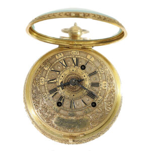 French gold complicated coach clock with a verge escapement Circa 1675
