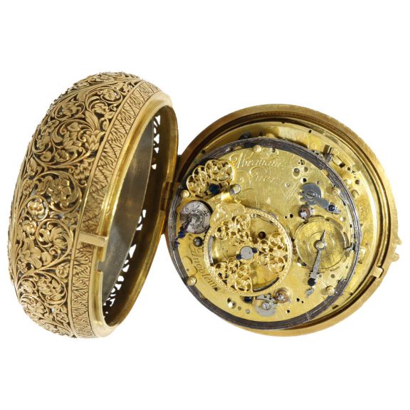 French gold complicated coach clock with a verge escapement Circa 1675 French gold complicated coach clock with a verge escapement Circa 1675