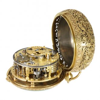 French gold complicated coach clock with a verge escapement Circa 1675