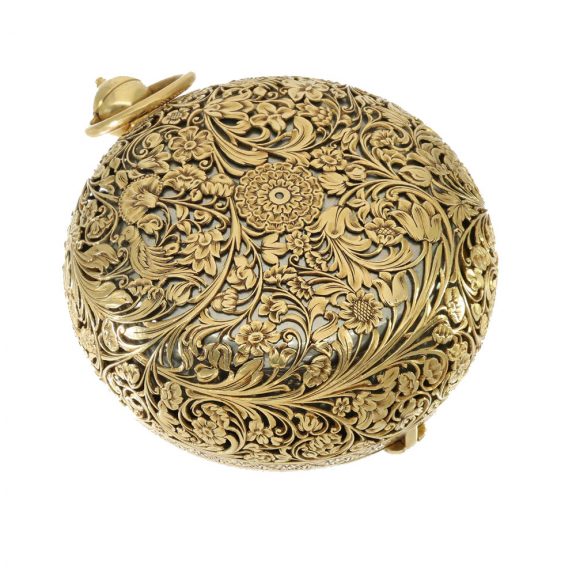 French gold complicated coach clock with a verge escapement Circa 1675 French gold complicated coach clock with a verge escapement Circa 1675