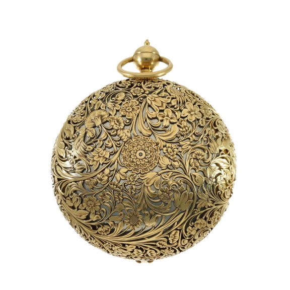 French gold complicated coach clock with a verge escapement Circa 1675 French gold complicated coach clock with a verge escapement Circa 1675