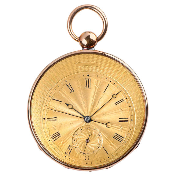Swiss gold watch with alarm and jumping seconds Circa 1830