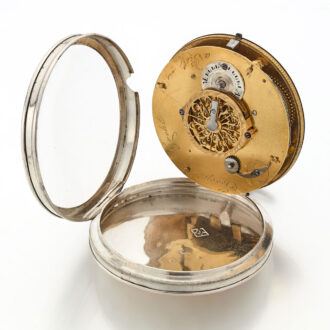 Hungarian silver verge watch with polychrome scene Circa 1800