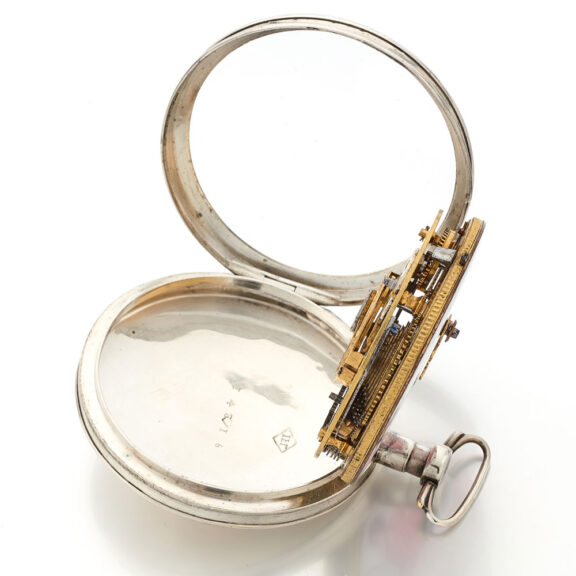 Hungarian silver verge watch with polychrome scene Circa 1800 Hungarian silver verge watch with polychrome scene Circa 1800