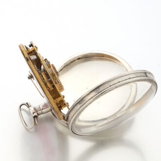 Hungarian silver verge watch with polychrome scene Circa 1800