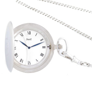 Swiss dress watch white gold with an 18 Carat white gold long chain Circa 1970