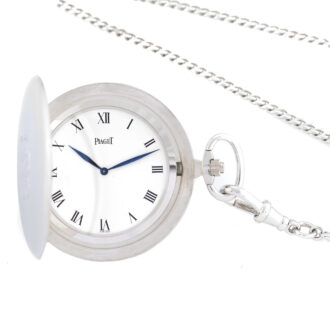 Swiss dress watch white gold with an 18 Carat white gold long chain Circa 1970