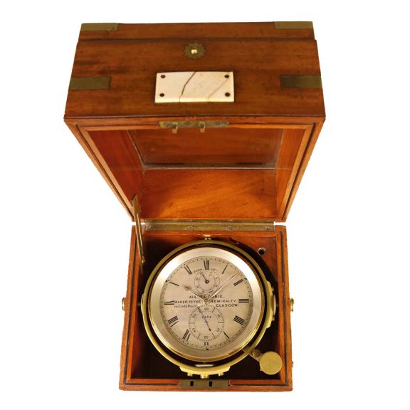 Scottish brass chronometer with spring detent chronometer escapement Circa 1870 Scottish brass chronometer with spring detent chronometer escapement Circa 1870