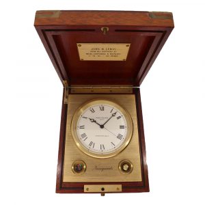 Fine Swiss brass marine chronometer with center seconds Circa 1980