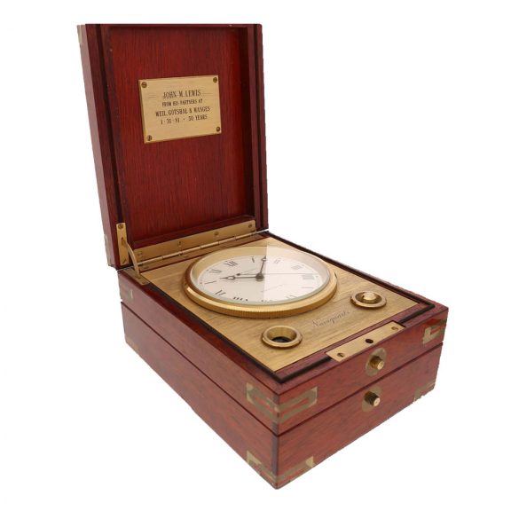 Fine Swiss brass marine chronometer with center seconds Circa 1980 Fine Swiss brass marine chronometer with center seconds Circa 1980