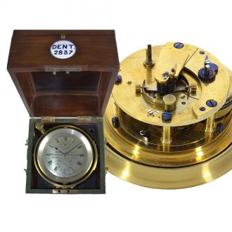 Fine English brass deck chronometer with power reserve Circa 1860