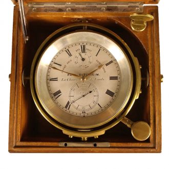 Fine Swiss brass marine chronometer with power reserve Circa 1908