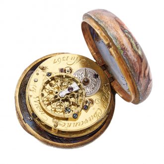 Austrian gold watch with painted enamel scenes Circa 1810