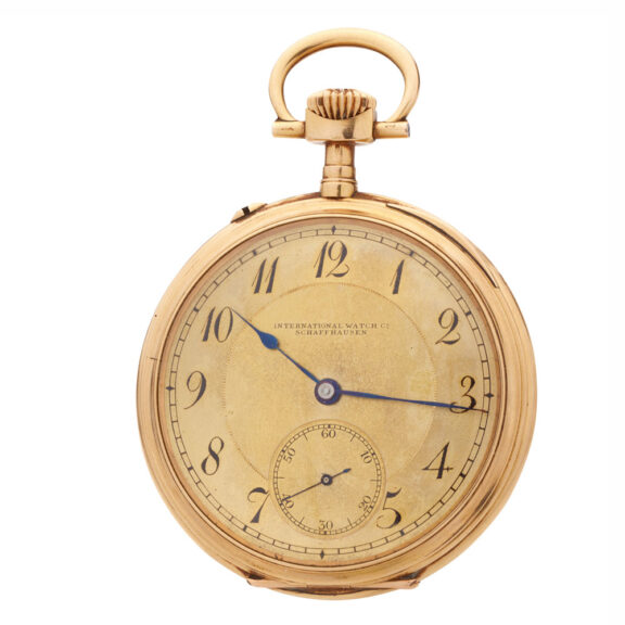 Swiss gold IWC pocket watch with sunburst pattern Circa 1913