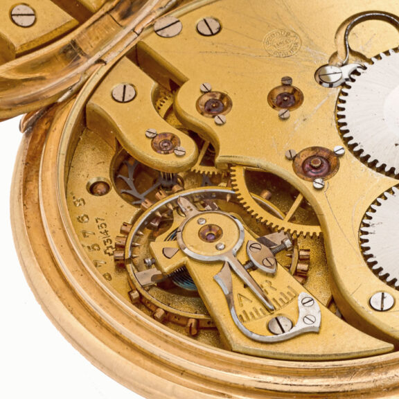 Swiss gold IWC pocket watch with sunburst pattern Circa 1913 Swiss gold IWC pocket watch with sunburst pattern Circa 1913