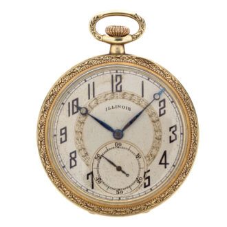 American gold Art Deco open faced lever watch Circa 1925