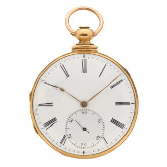 English 18K gold open faced lever pocket watch Circa 1850