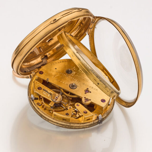 English 18K gold open faced lever pocket watch Circa 1850 English 18K gold open faced lever pocket watch Circa 1850
