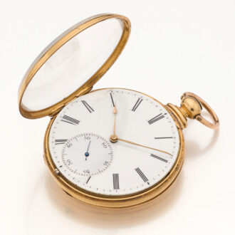 English 18K gold open faced lever pocket watch Circa 1850