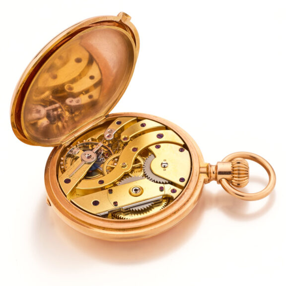 Fine Swiss 18 carat gold hunting cased pocket watch Circa 1877 Fine Swiss 18 carat gold hunting cased pocket watch Circa 1877