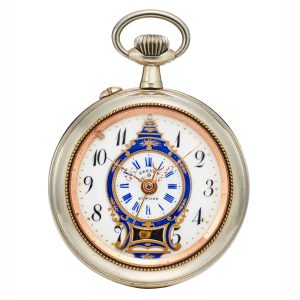 Swiss watch, alarm, mock pendulum, for Chinese market Circa 1905