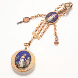 Gold French enamel split pearls verge watch Circa 1790