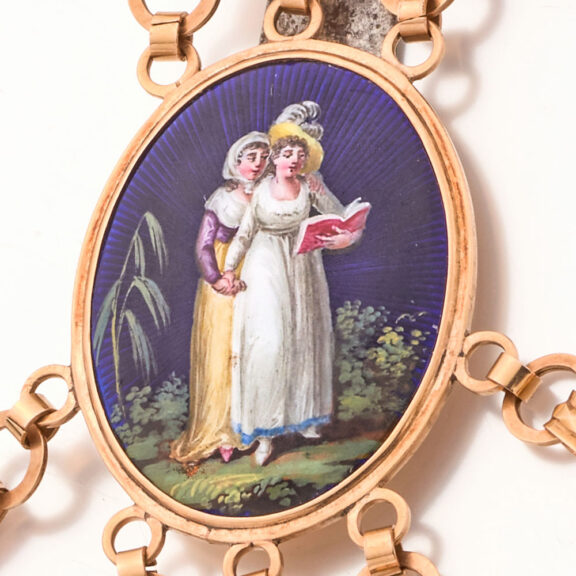 Gold French enamel split pearls verge watch Circa 1790 Gold French enamel split pearls verge watch Circa 1790