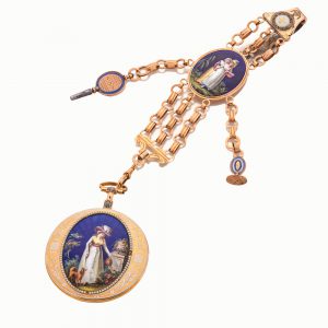 Gold French enamel split pearls verge watch Circa 1790
