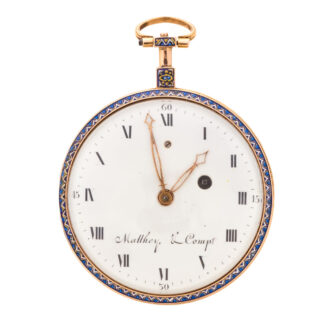 Gold French enamel split pearls verge watch Circa 1790