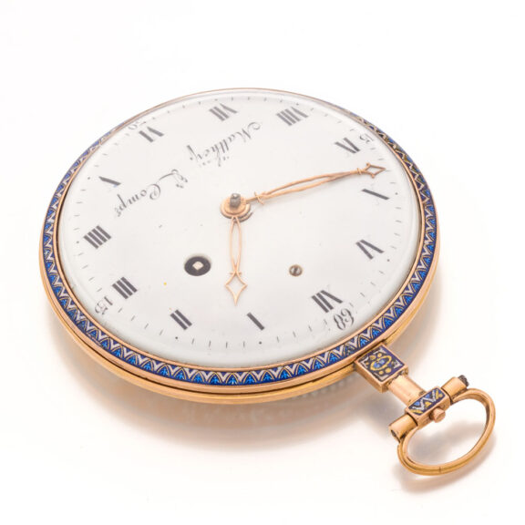Gold French enamel split pearls verge watch Circa 1790 Gold French enamel split pearls verge watch Circa 1790