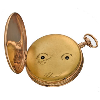 A gold Swiss quarter repeating musical watch Circa 1810