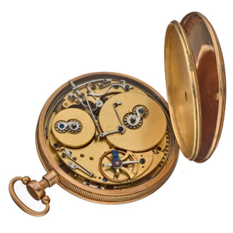 A gold Swiss quarter repeating musical watch Circa 1810