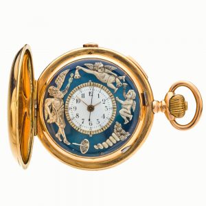 Swiss quarter repeater and chronograph with Jacquemart Circa 1900