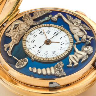 Swiss quarter repeater and chronograph with Jacquemart Circa 1900
