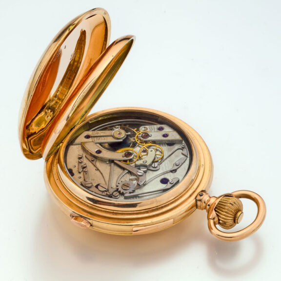 Swiss quarter repeater and chronograph with Jacquemart Circa 1900 Swiss quarter repeater and chronograph with Jacquemart Circa 1900