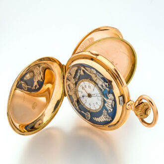 Swiss quarter repeater and chronograph with Jacquemart Circa 1900