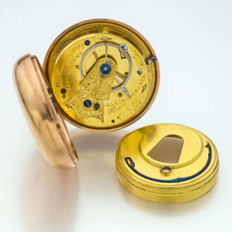 Heavy and rare English gold pair cased rack lever Circa 1809