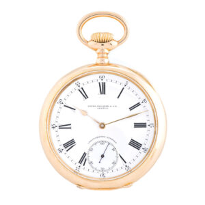 Swiss large 18 Carat yellow gold keyless chronometro Gondolo Circa 1915