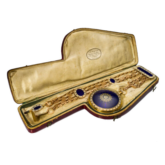 English gold and enamel watch with chatelaine Circa 1785