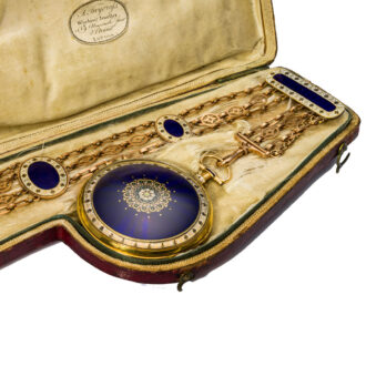 English gold and enamel watch with chatelaine Circa 1785