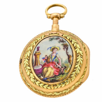 Fine French gold and enamel repeater à toc verge Circa 1780