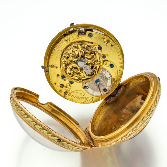 455-cFine French gold and enamel repeater à toc verge Circa 1780 Fine French gold and enamel repeater à toc verge Circa 1780