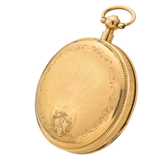 French gold verge with calendar and repetition Circa 1800 French gold verge with calendar and repetition Circa 1800